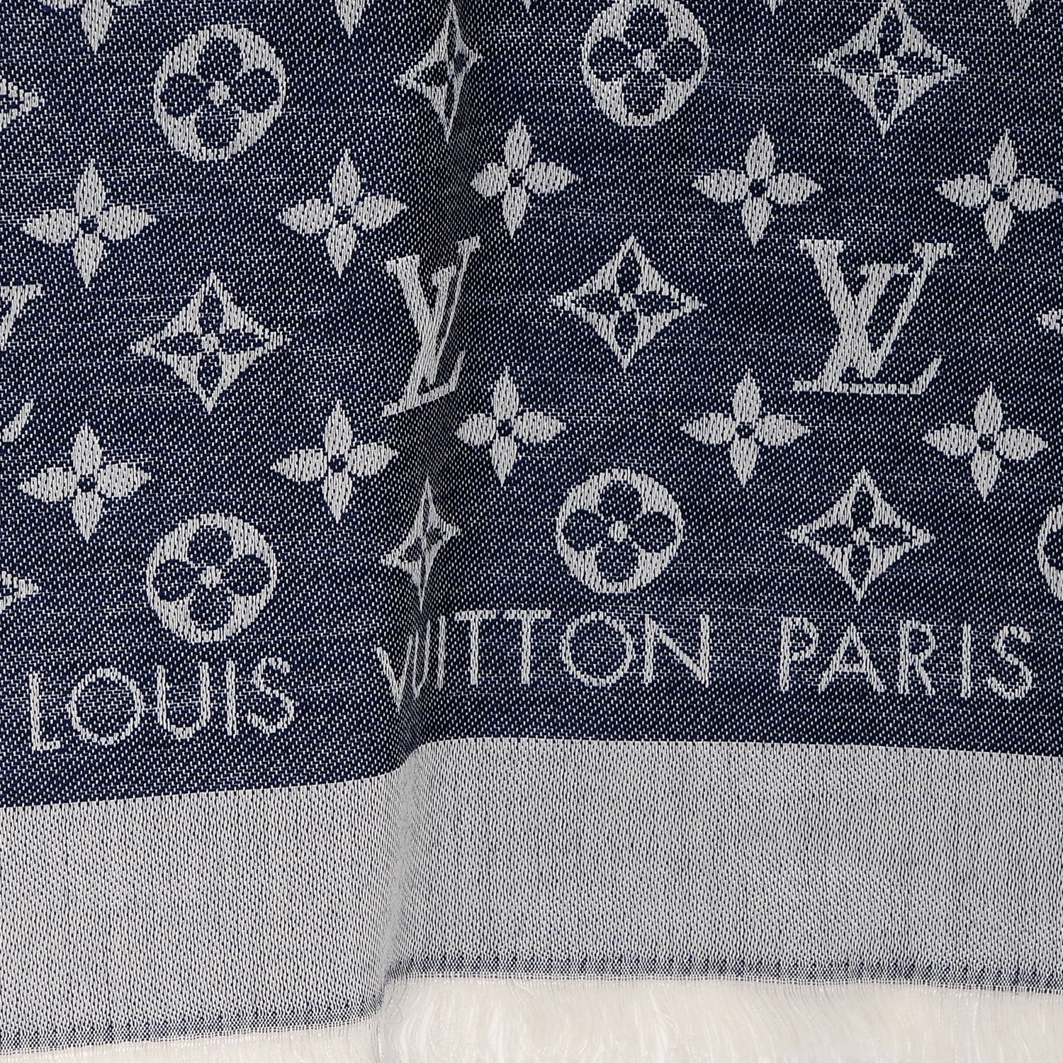 Louis Vuitton Silk Wool Monogram Denim Shawl Blue 3 of 5