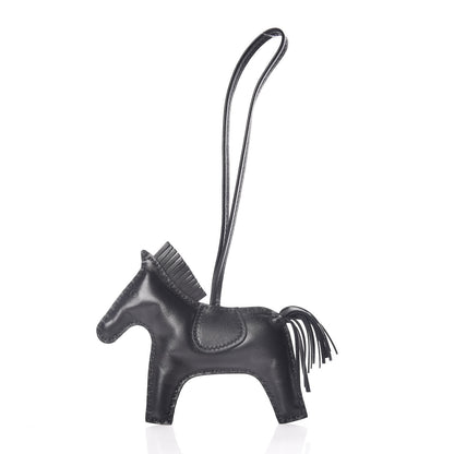 Hermes Milo Lambskin Grigri Rodeo Horse Bag Charm MM So Black 1 of 7