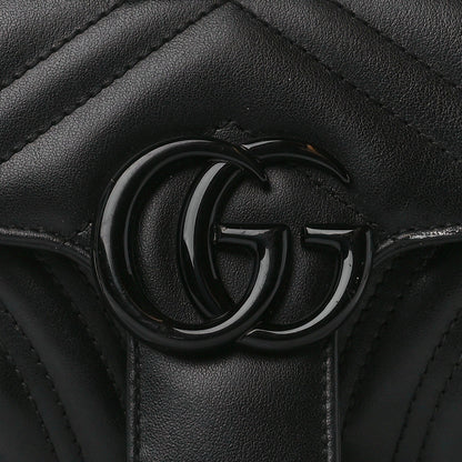 Gucci Calfskin Matelasse Monochrome Mini GG Marmont Shoulder Bag Black 8 of 12