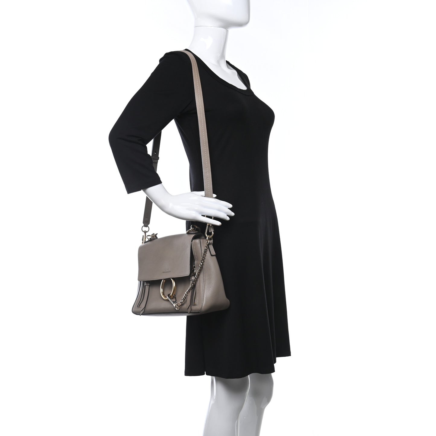 Calfskin Suede Medium Faye Shoulder Bag Motty Grey