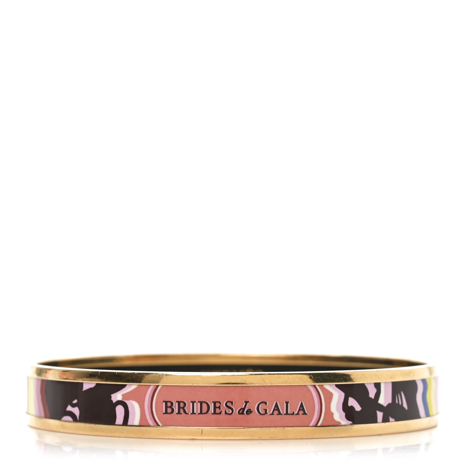 Hermes Enamel Printed Narrow Brides De Gala Tattoo Bracelet 70 Pink  Multicolor 1 of 5