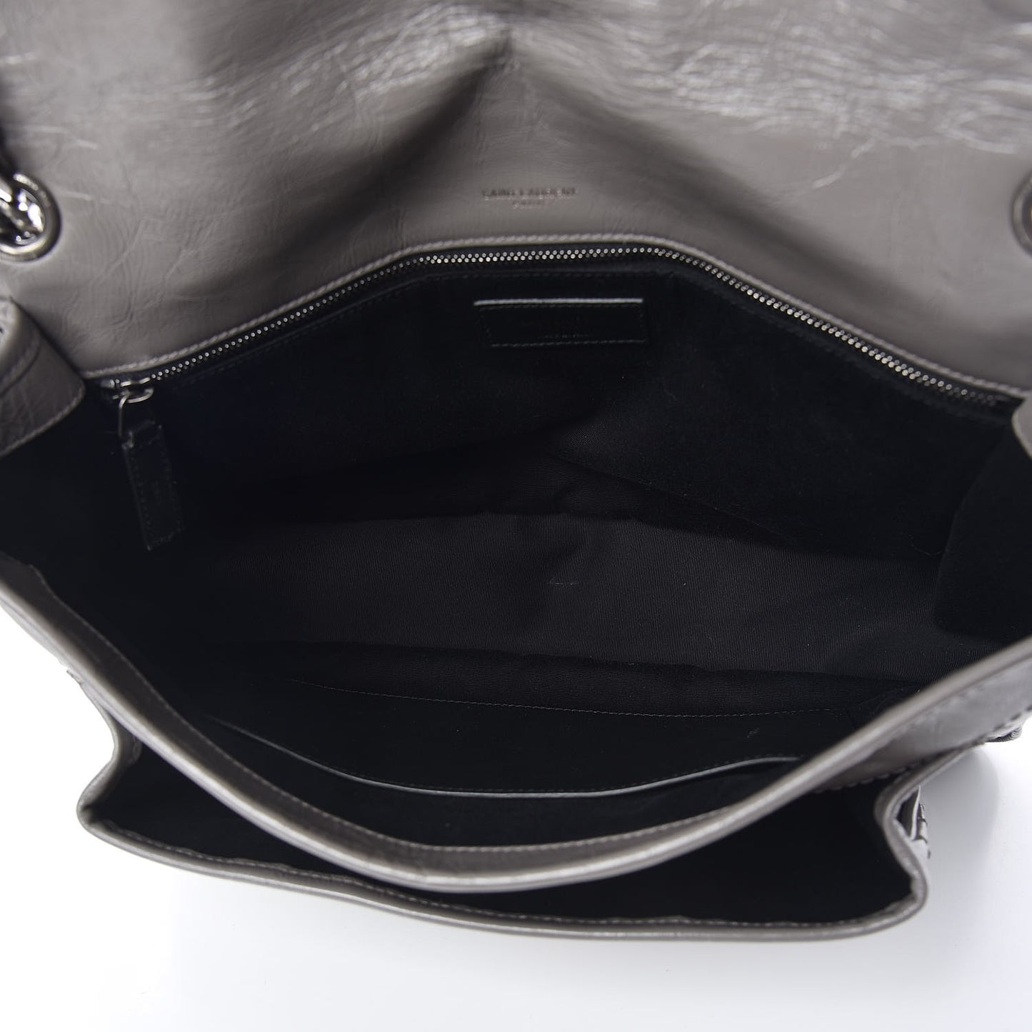 Crinkled Calfskin Matelasse Monogram Large Niki Chain Satchel Fog