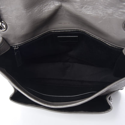 Saint Laurent Crinkled Calfskin Matelasse Monogram Large Niki Chain Satchel Fog 5 of 10