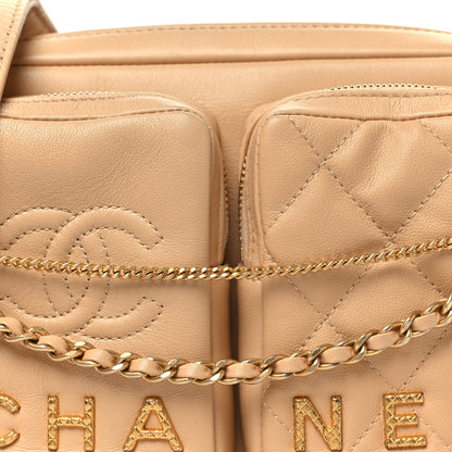 Chanel Calfskin Quilted Small Camera Case Beige Beige 8 of 11