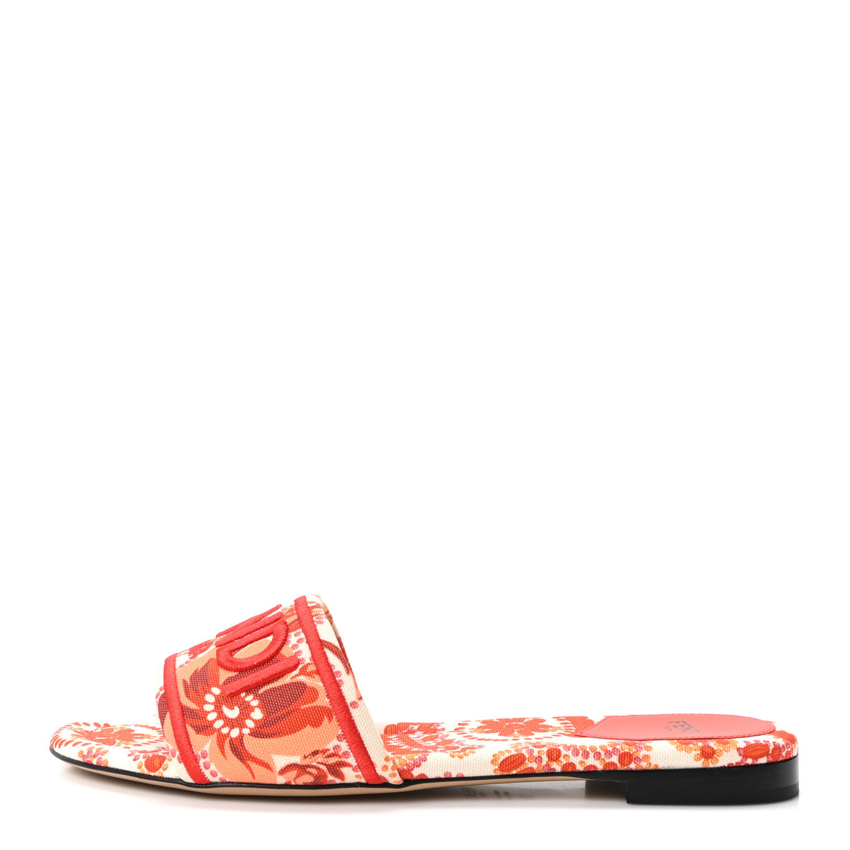 Canvas Bandana Logo Embroidered Flat Slide Sandals 39 Lava Dark Lava