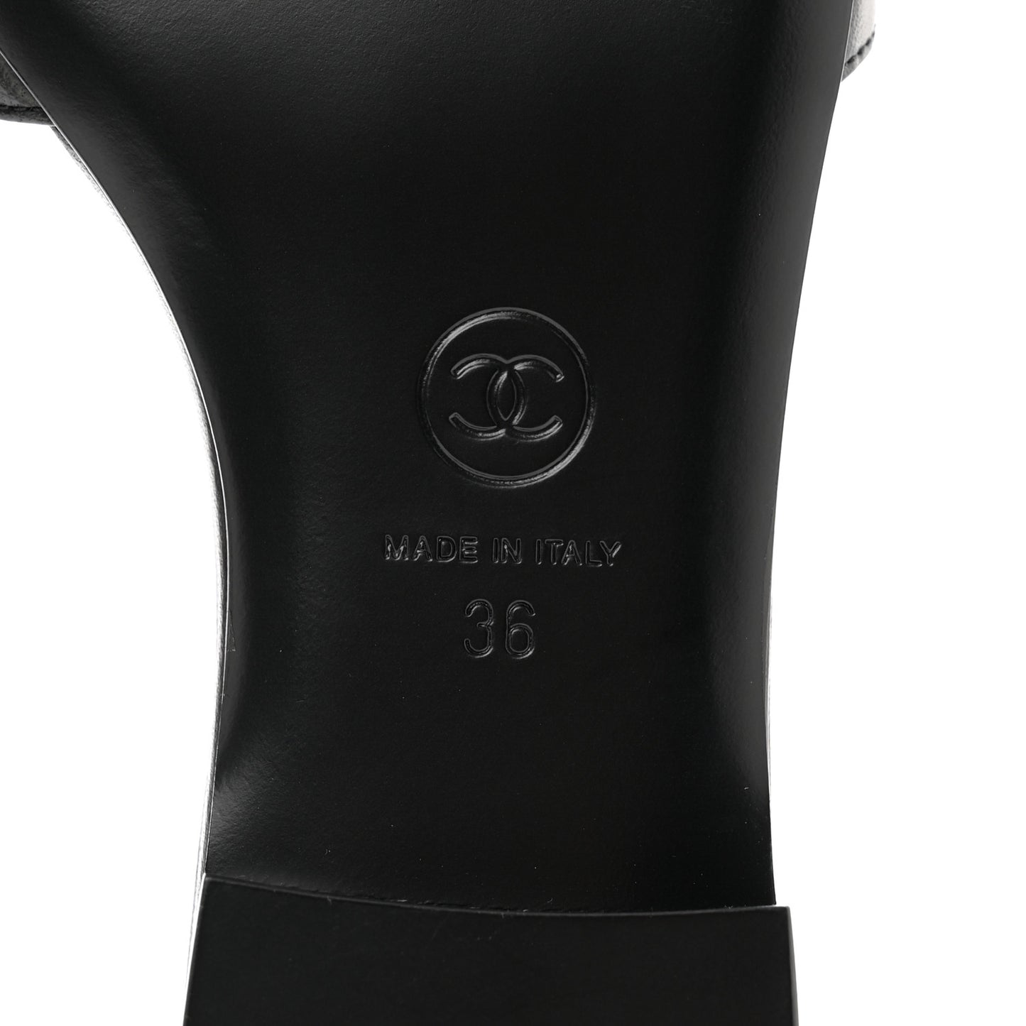 Lambskin Camellia CC Slides 36 Black
