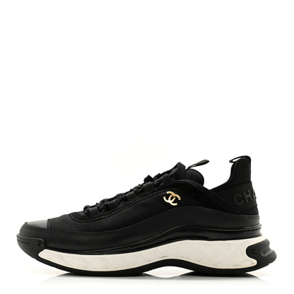Chanel Velvet Calfskin Mixed Fibers CC Sneakers 40 Black 1 of 12