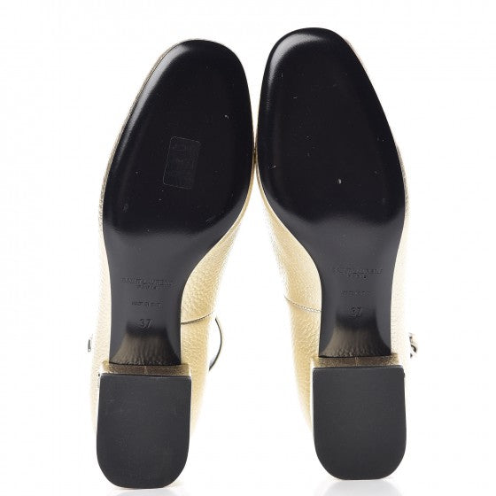 Saint Laurent Metallic Calfskin Babies 40 Ankle Strap Pumps 37 Gold 8 of 14