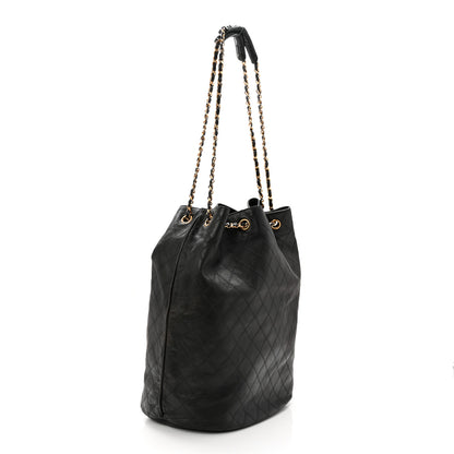 Chanel Grained Calfskin Quilted Drawstring Bucket Bag Black 4 of 13