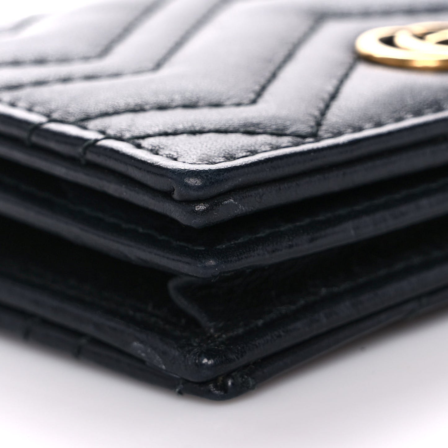 Calfskin Matelasse GG Marmont Card Case Wallet Black