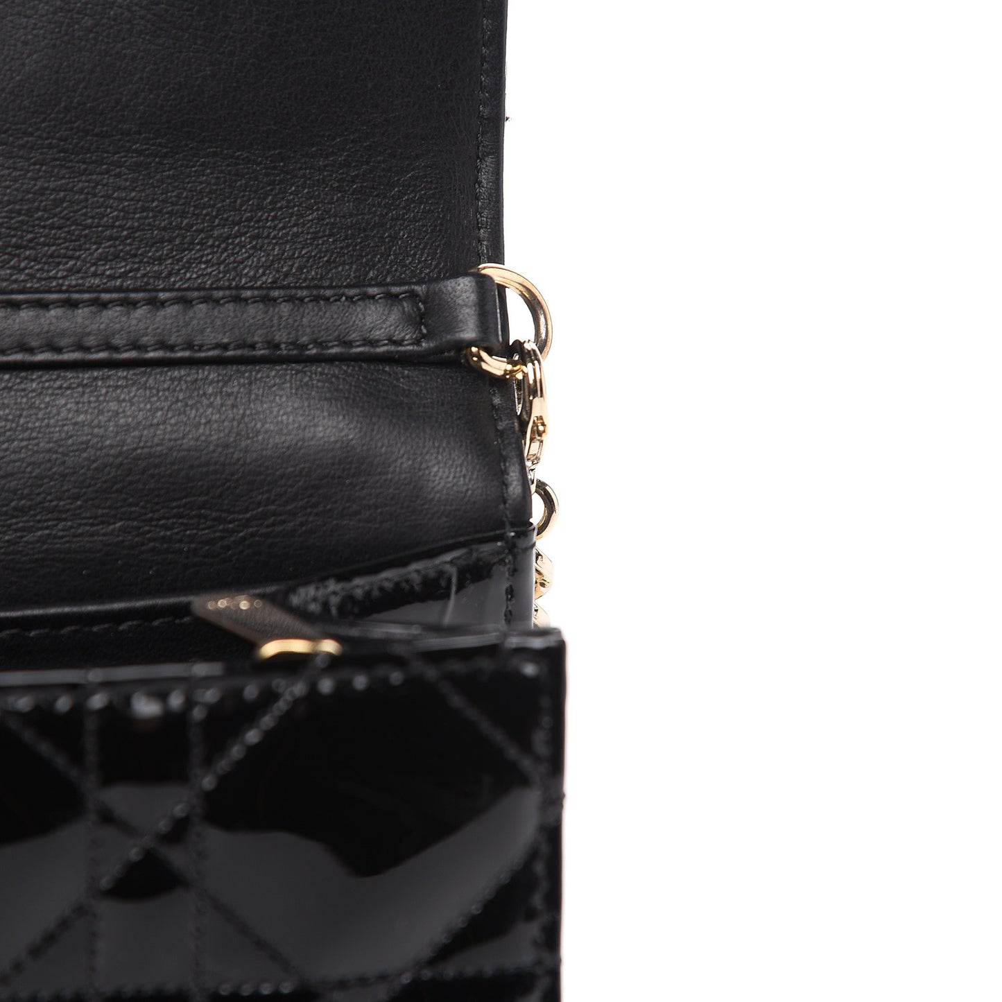 Patent Cannage Miss Dior Promenade Pouch Black
