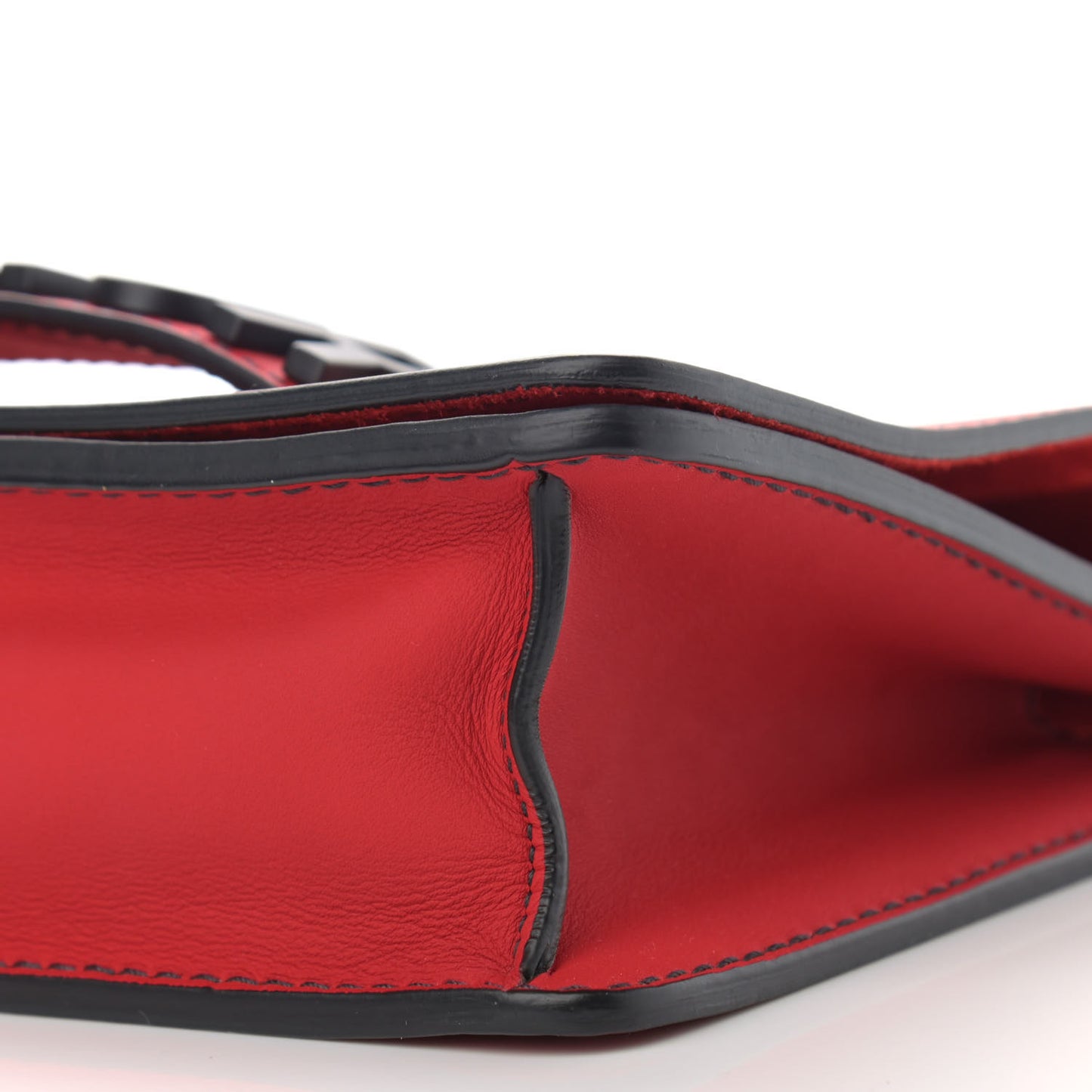 Ultra Matte Calfskin J'Adior Chain Flap Bag Red Black