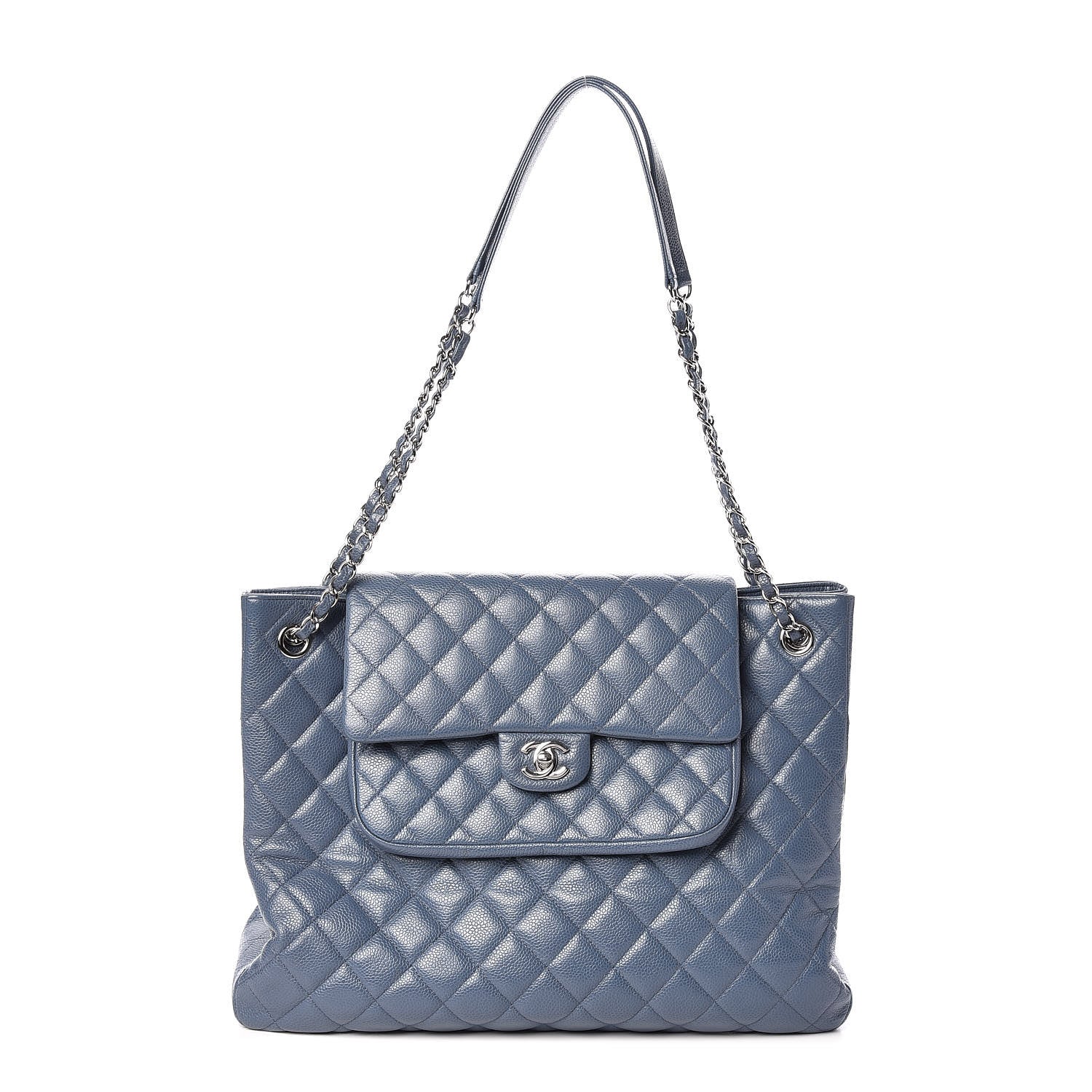 Chanel Caviar Quilted Flap Tote Blue 1 of 11