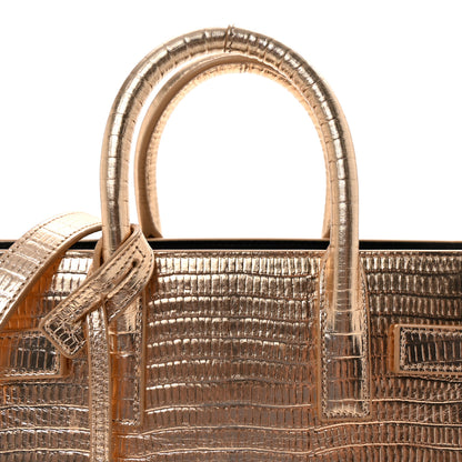 Saint Laurent Metallic Calfskin Lizard Embossed Nano Sac De Jour Gold 8 of 10