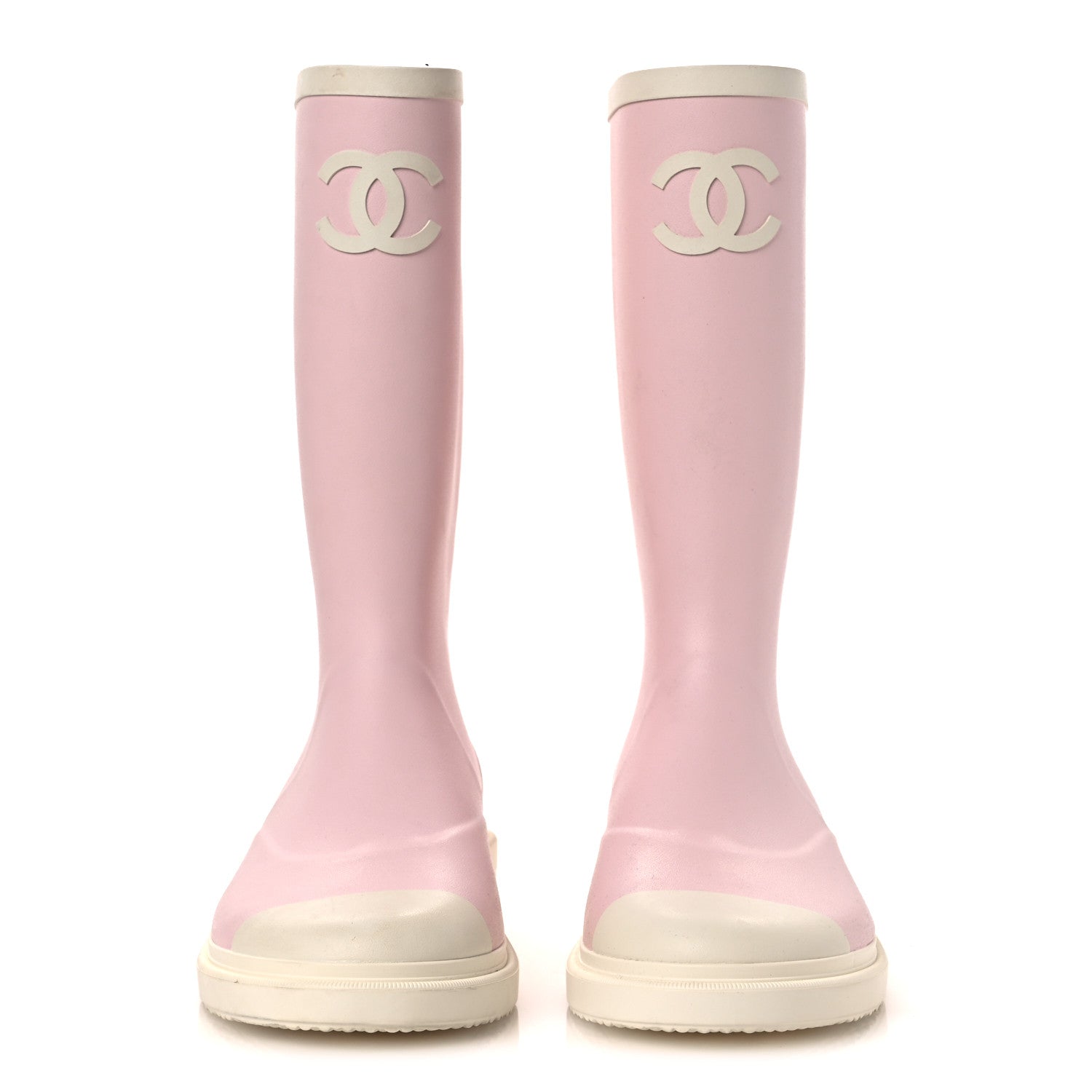 Chanel Caoutchouk CC High Boots 40 Light Pink White 3 of 15