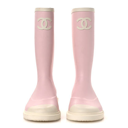 Chanel Caoutchouk CC High Boots 40 Light Pink White 3 of 15