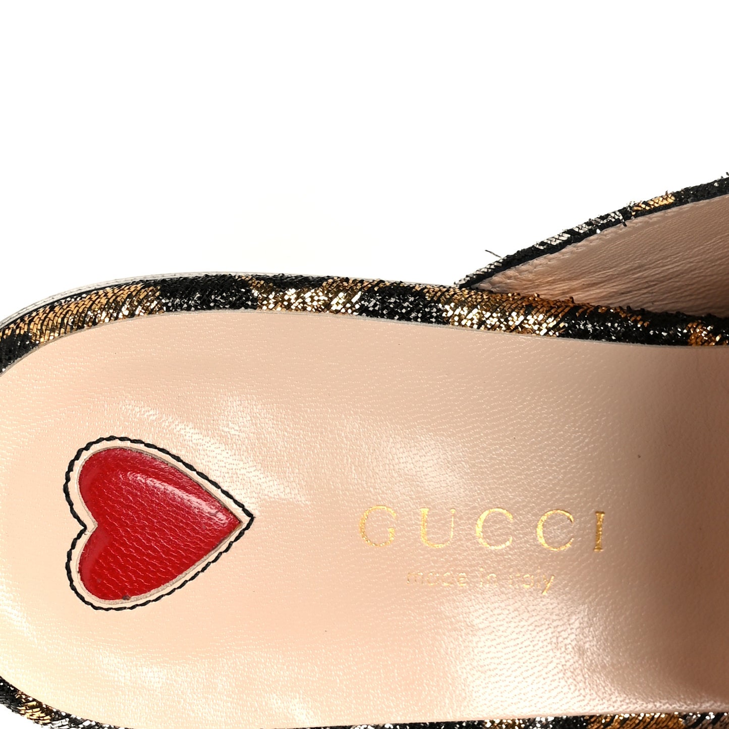 Lurex Jacquard Leopard Embroidered Womens Princetown Slippers 36.5 Black Gold