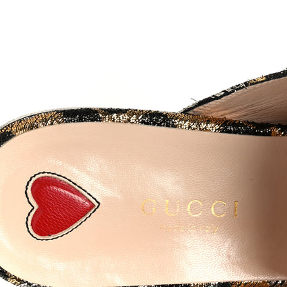 Gucci Lurex Jacquard Leopard Embroidered Womens Princetown Slippers 36.5 Black Gold 8 of 11