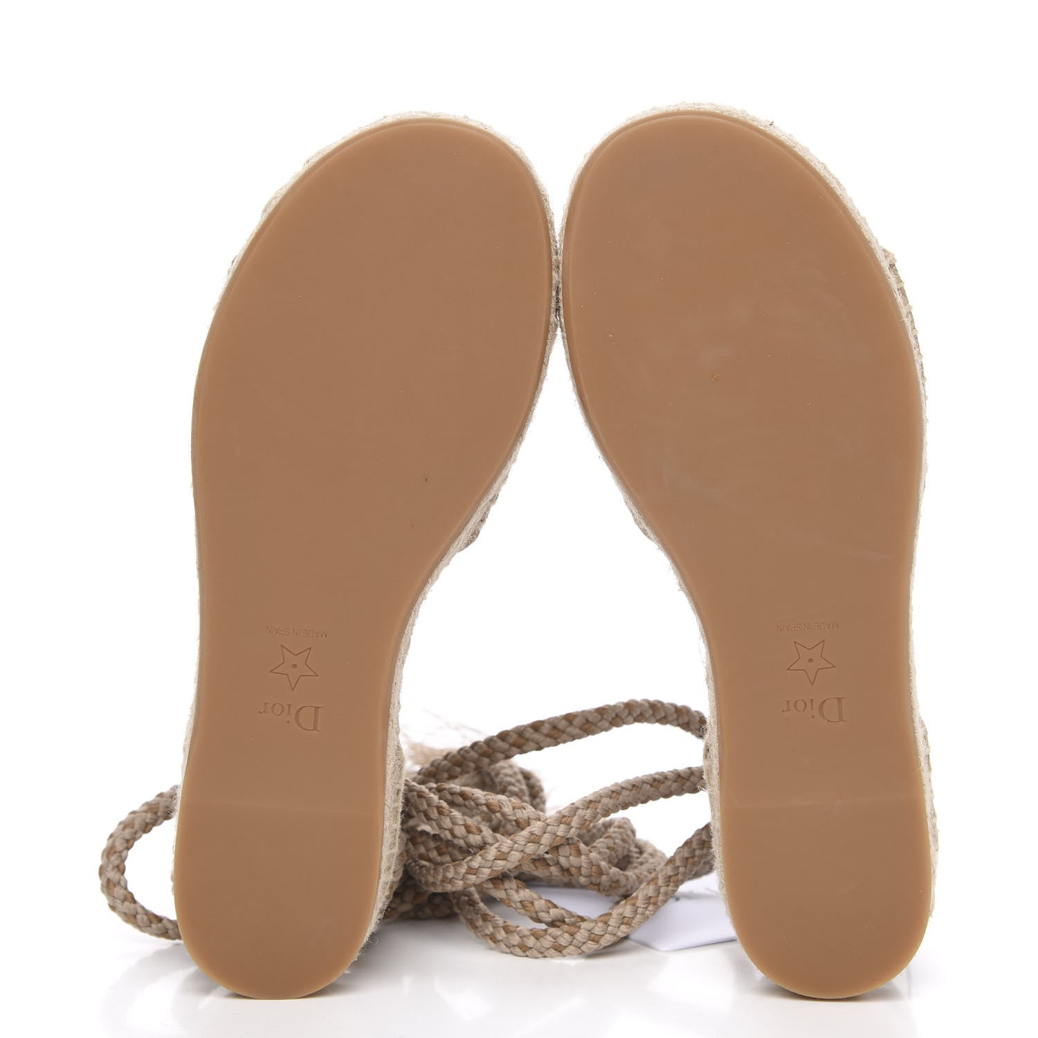 Christian Dior Canvas Embroidered Granville Ankle Tie Espadrille Flat Sandals 37.5 Cream 5 of 7
