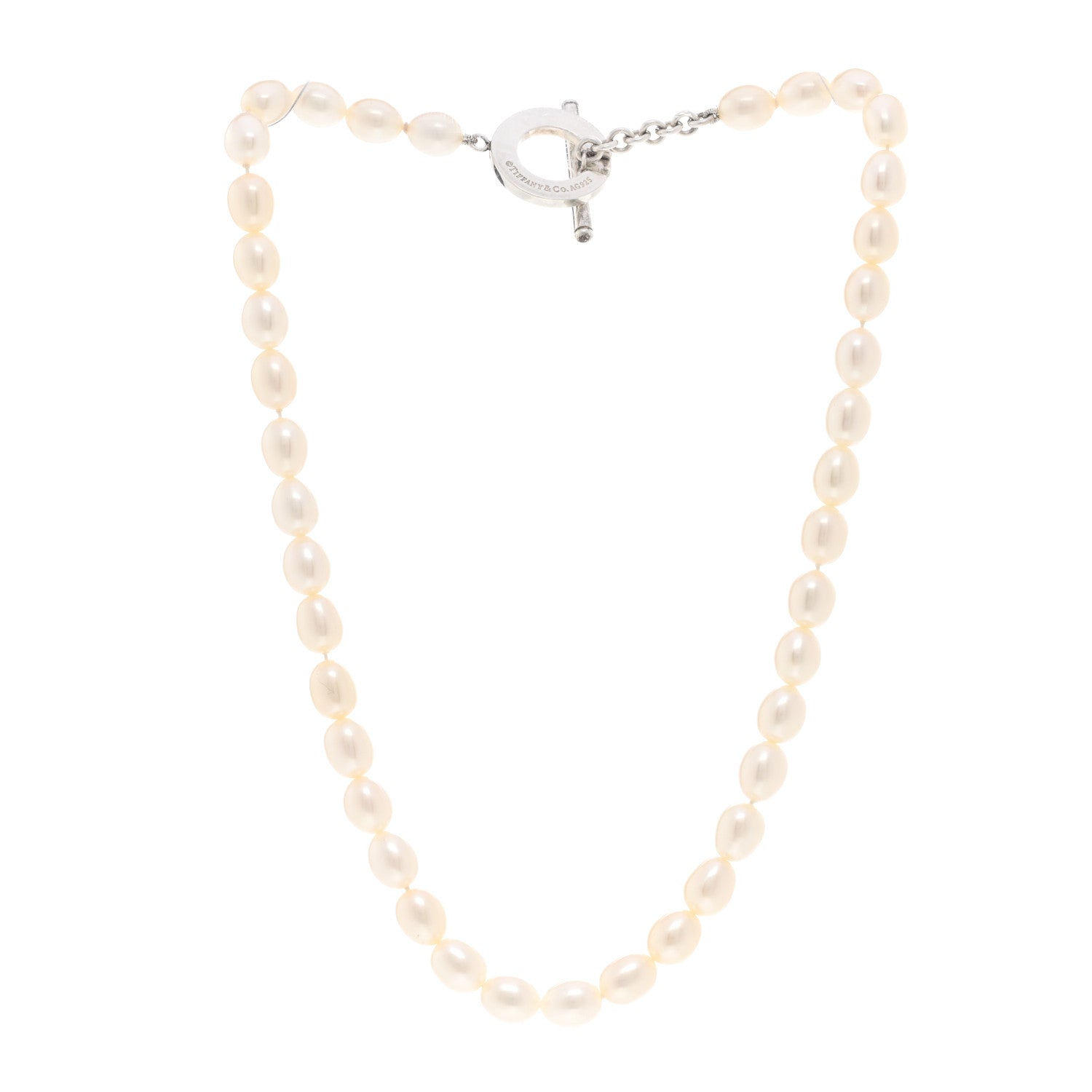 Tiffany Sterling Silver Pearl Strand Toggle Necklace 3 of 5