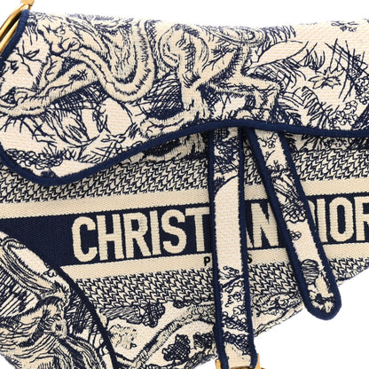 Christian Dior Canvas Embroidered Toile de Jouy Saddle Bag Blue 8 of 10