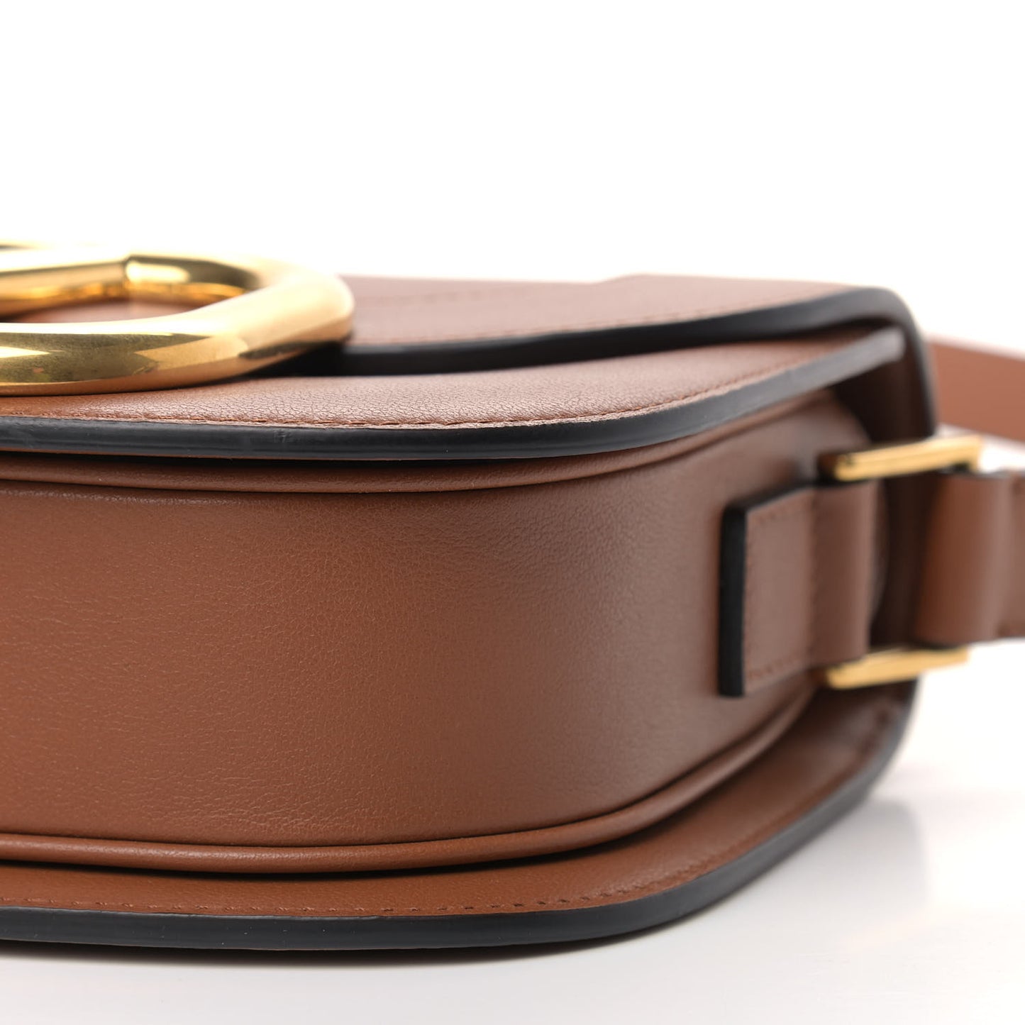 Smooth Calfskin Supervee Shoulder Bag Saddle Brown