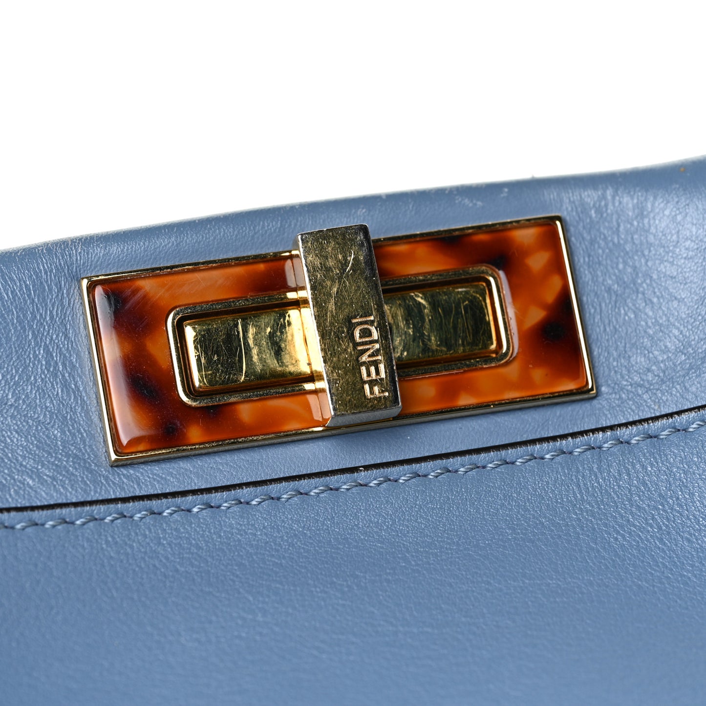 Vitello Seta Plexiglass Tortoise Large Peekaboo Iconic Satchel Ceruleo