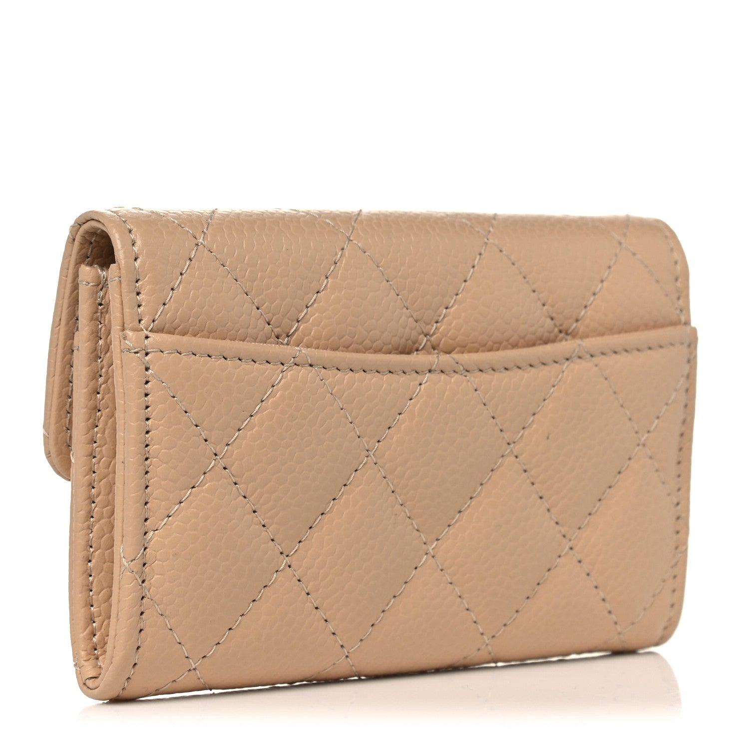Chanel Caviar Quilted Flap Card Holder Wallet Beige 3 of 9