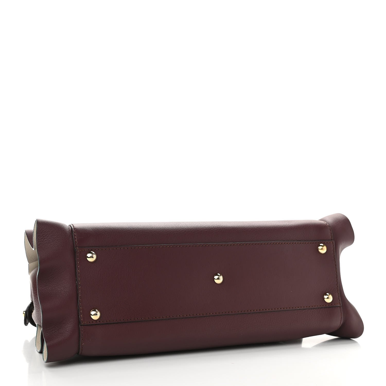 Fendi Vitello Seta Waves Bi-Color Medium Peekaboo Iconic Satchel Bordeaux Latte 4 of 12