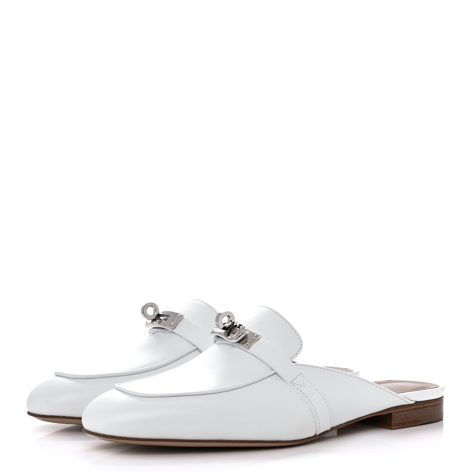 Hermes Calfskin Oz Mules 37.5 White 3 of 9