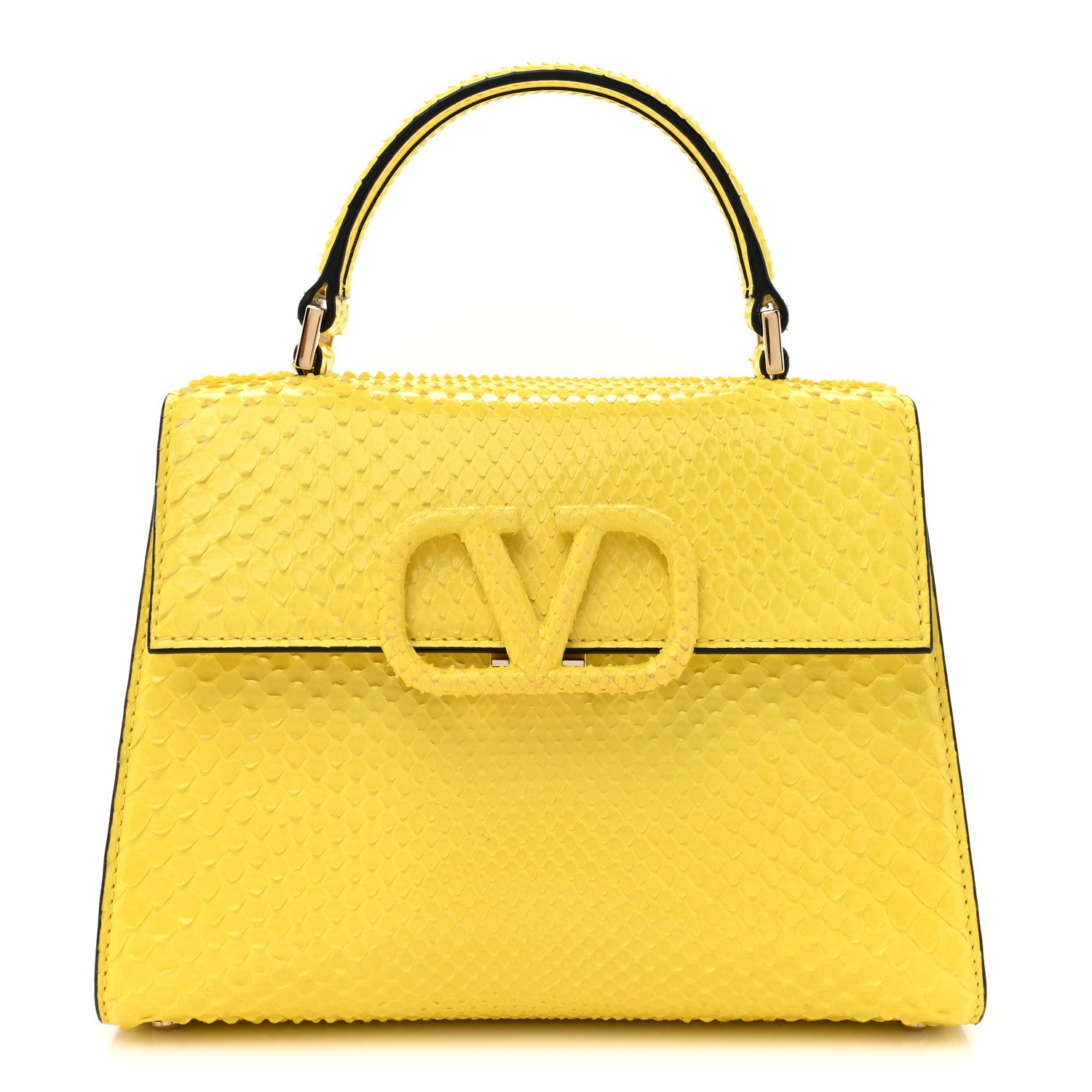 Valentino Garavani Snakeskin Embossed Mini VSling Top Handle Bag Yellow 1 of 13