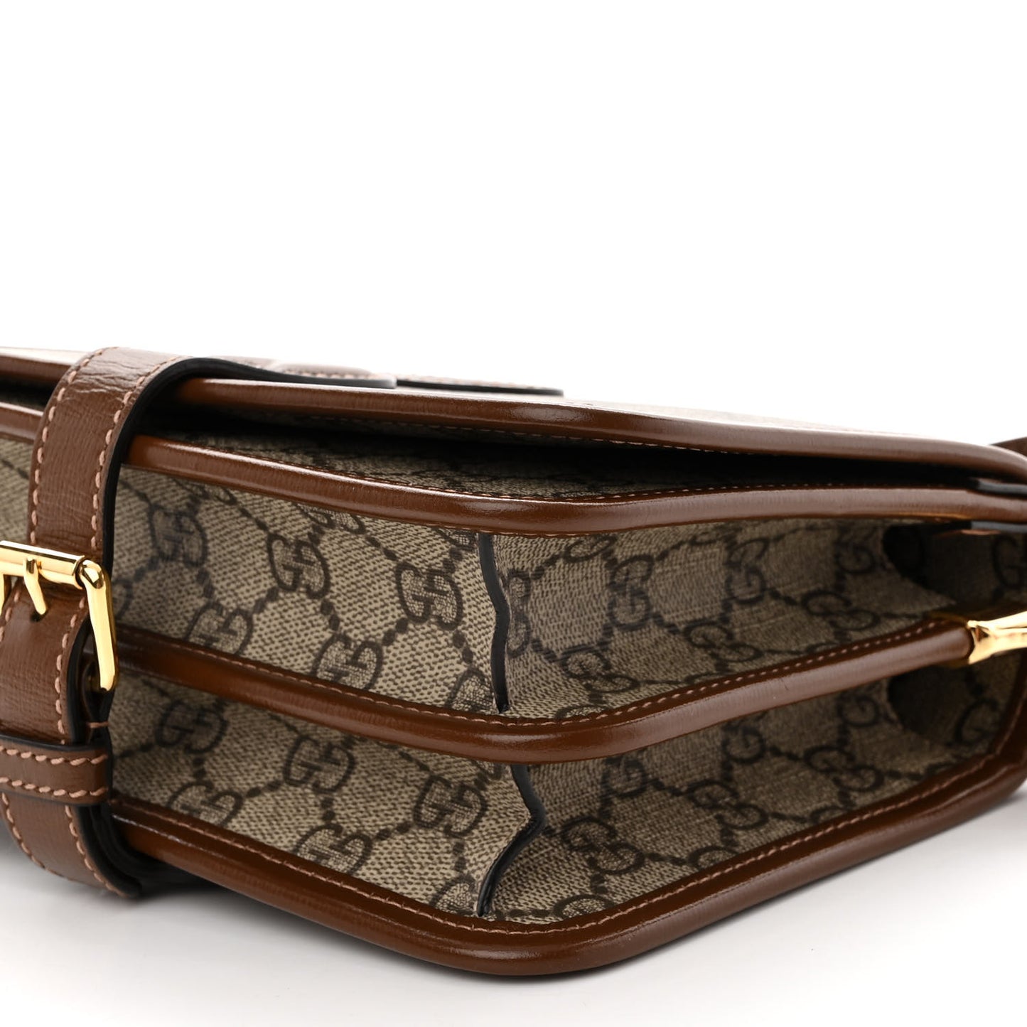 GG Supreme Monogram Azalea Calfskin Mini Retro Interlocking G Flap Shoulder Bag Beige Ebony Brown Sugar
