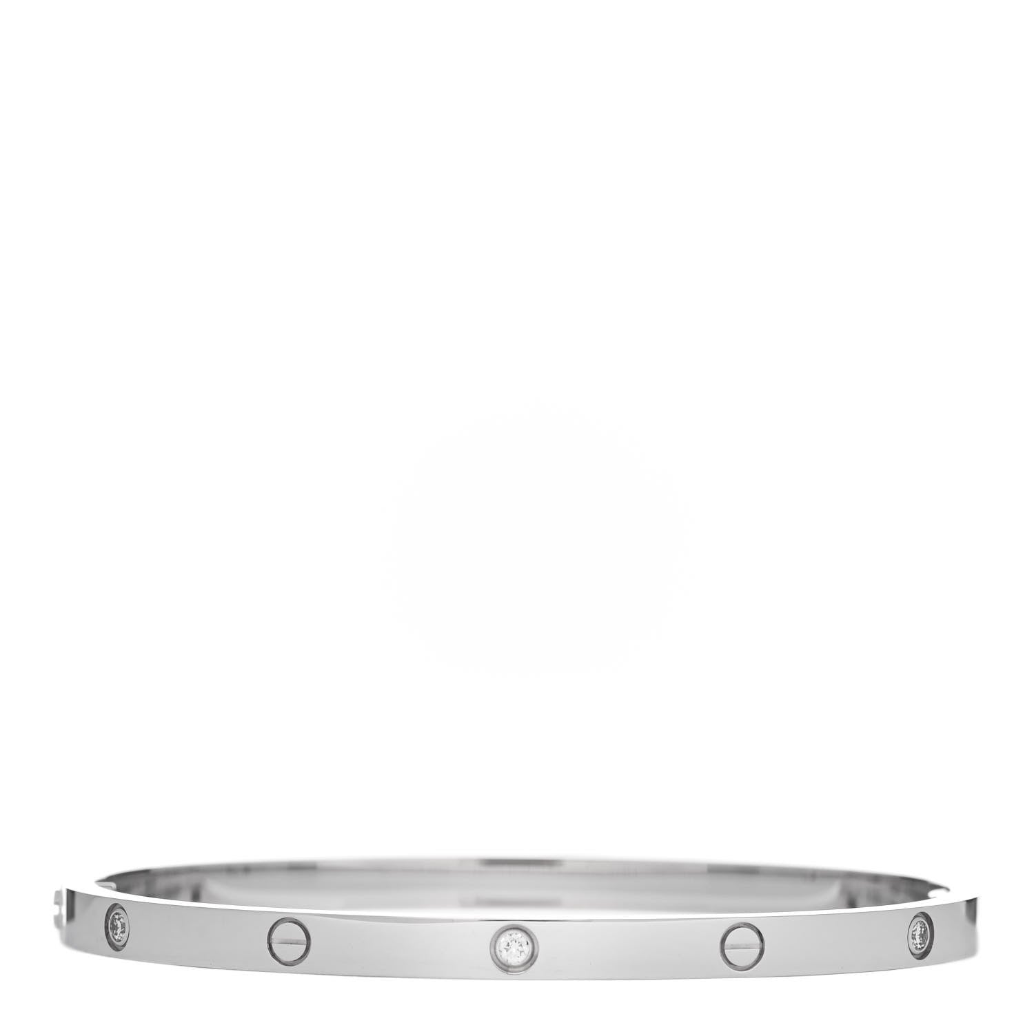 Cartier 18K White Gold 6 Diamond Small LOVE Bracelet 16 2 of 5