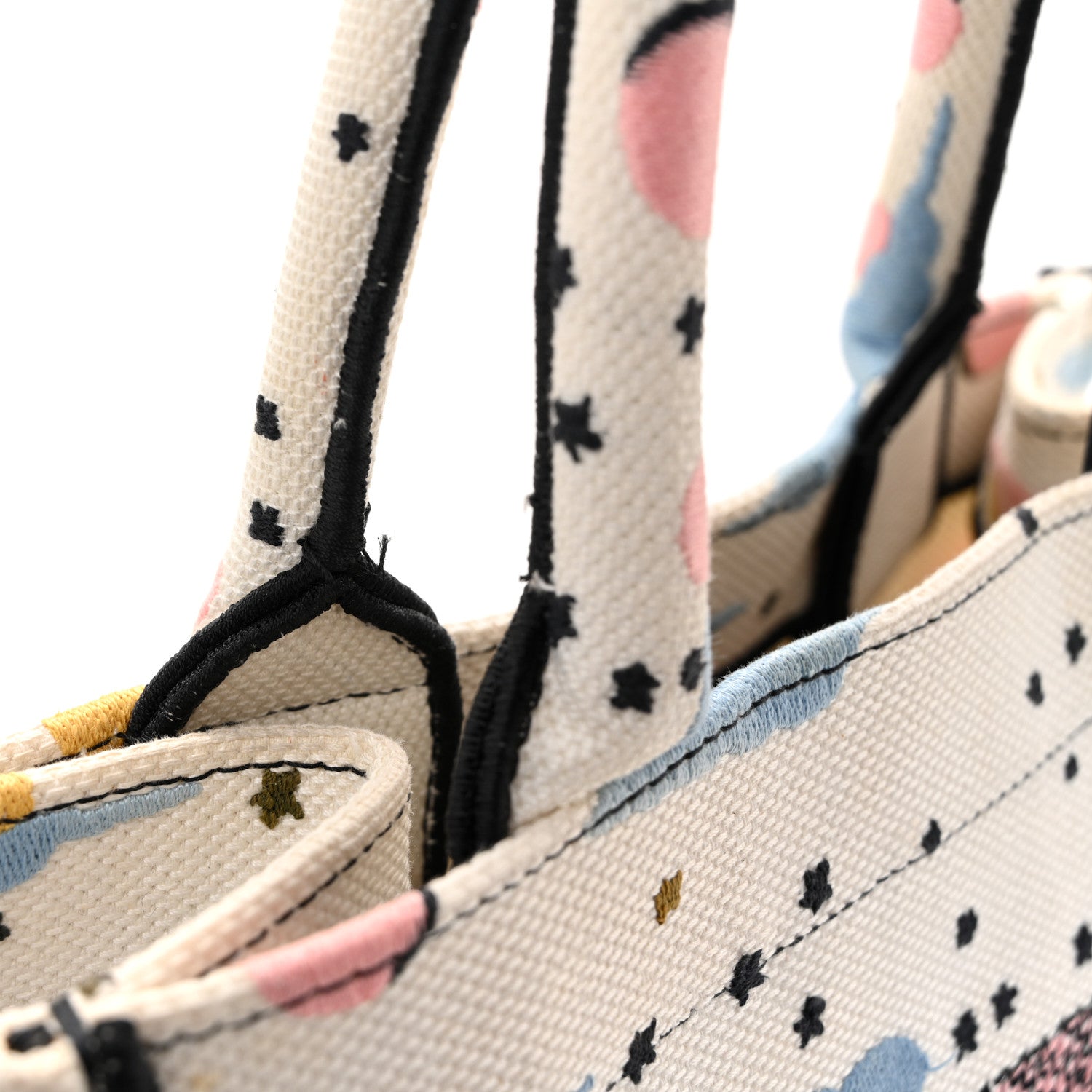 Christian Dior Canvas Embroidered Ciel De Reve Small Book Tote Latte Multicolor 11 of 14