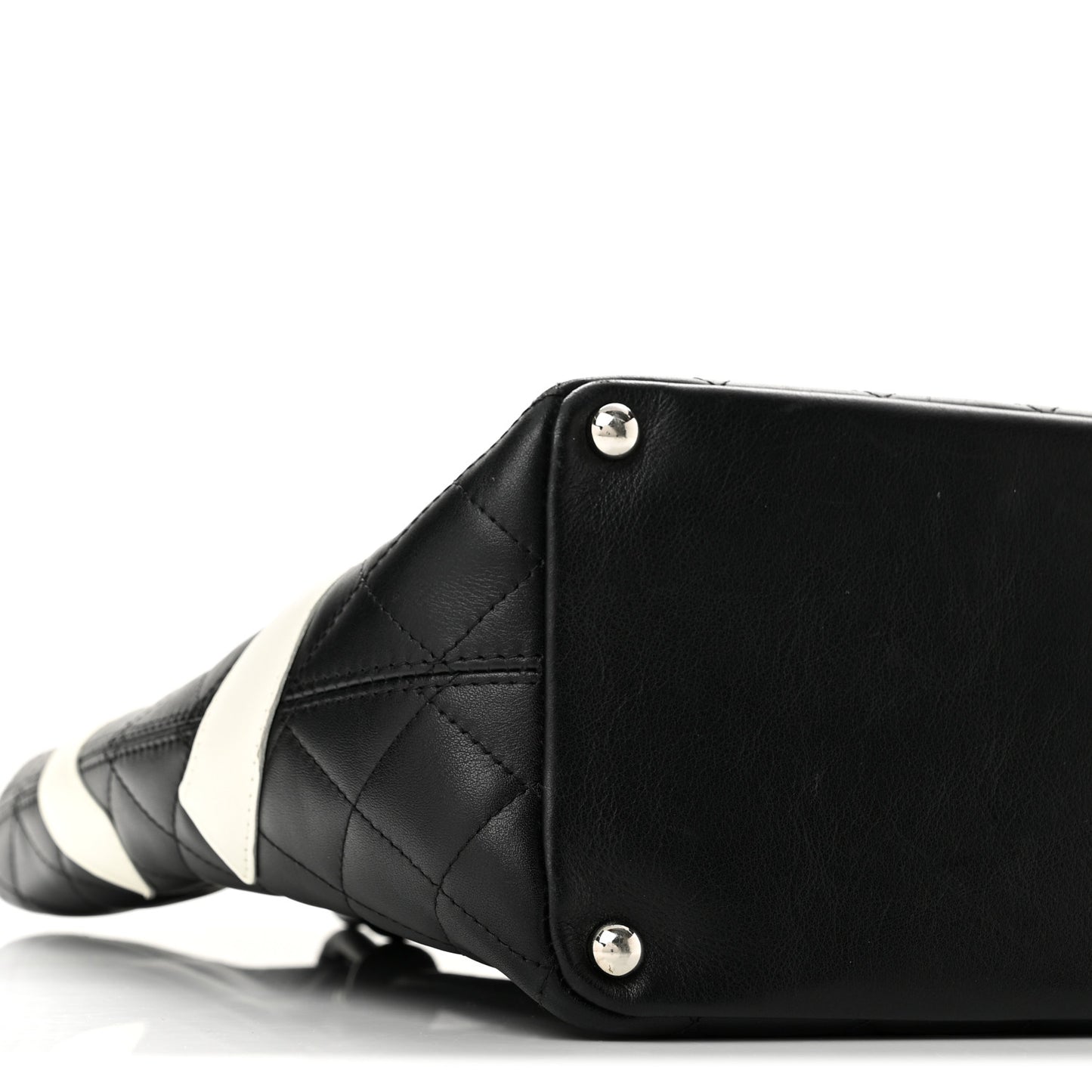Calfskin Quilted Medium Cambon Tote Black White