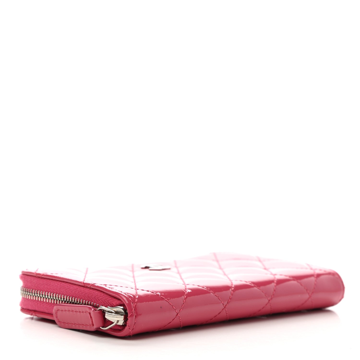 Chanel Patent Quilted Small Zip Around Wallet Pink 4 of 8