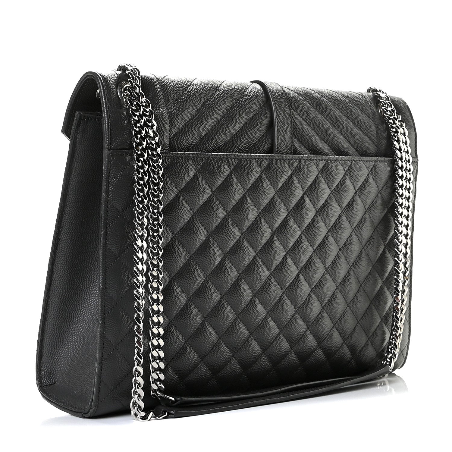 Saint Laurent Grain De Poudre Textured Mixed Matelasse Large Triquilt Monogram Satchel Asphalt 2 of 9