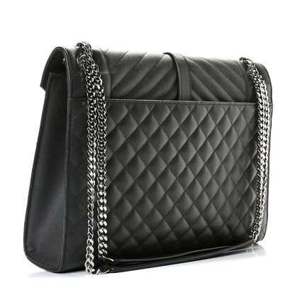 Saint Laurent Grain De Poudre Textured Mixed Matelasse Large Triquilt Monogram Satchel Asphalt 2 of 9