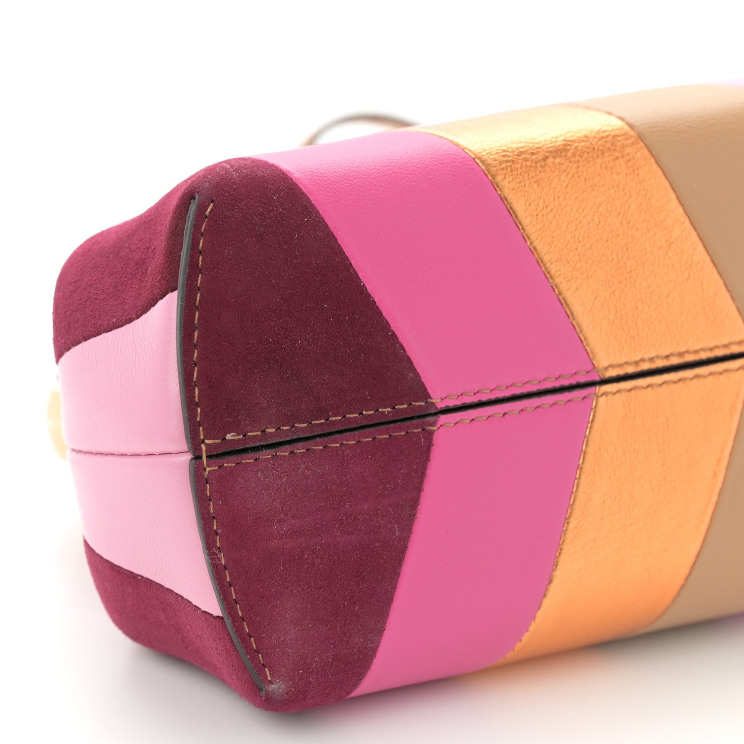 Fendi Nappa Suede Striped Inlay Small Fendi First Pink Multicolor 10 of 12
