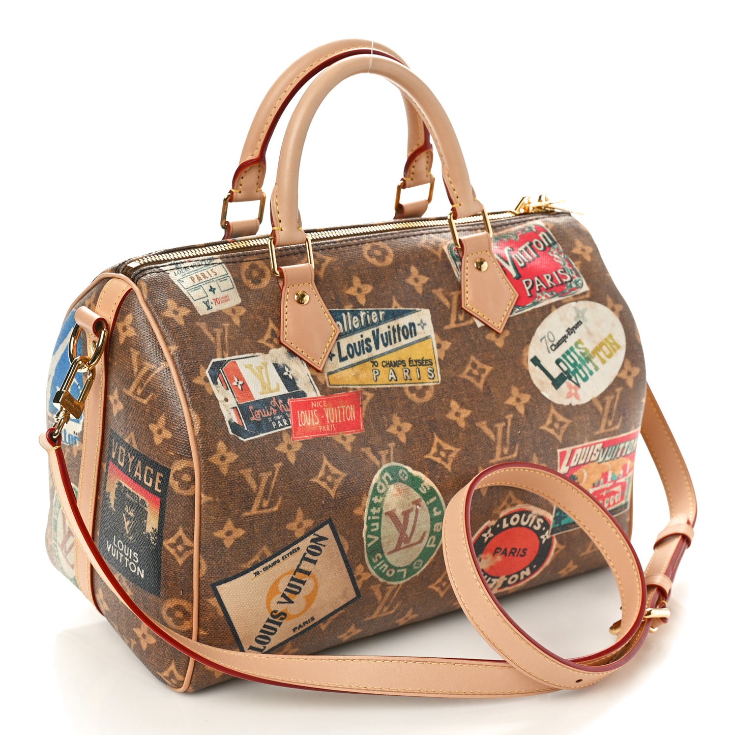 Monogram Hotel Labels Speedy Bandouliere 30