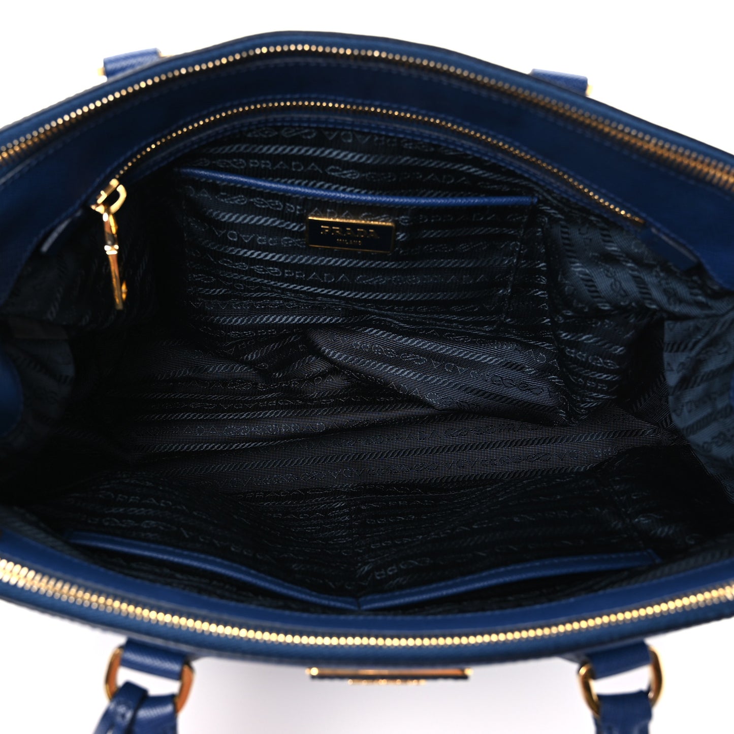 Saffiano Lux Medium Galleria Double Zip Tote Blue