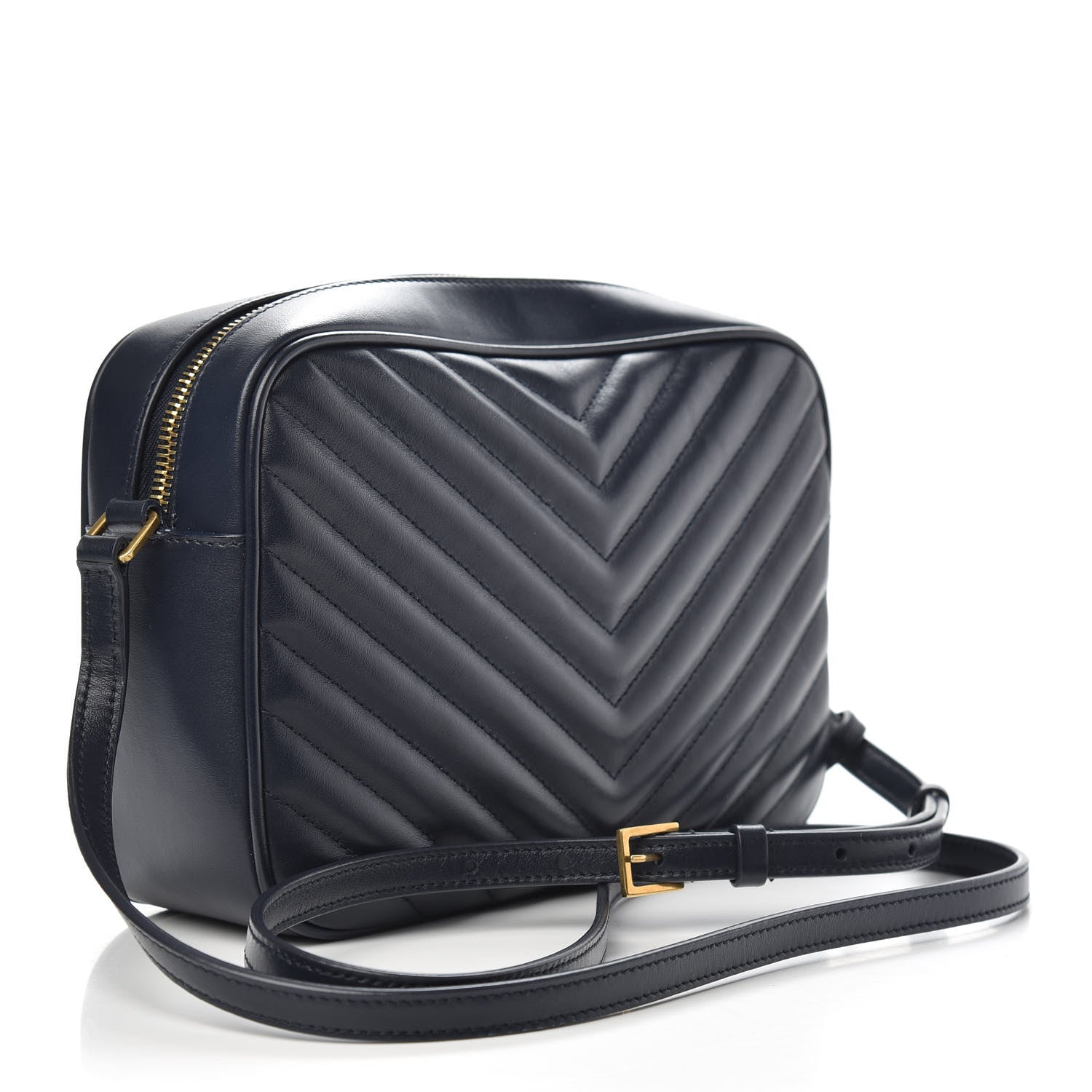 Saint Laurent Calfskin Matelasse Monogram Lou Camera Bag Navy 3 of 9