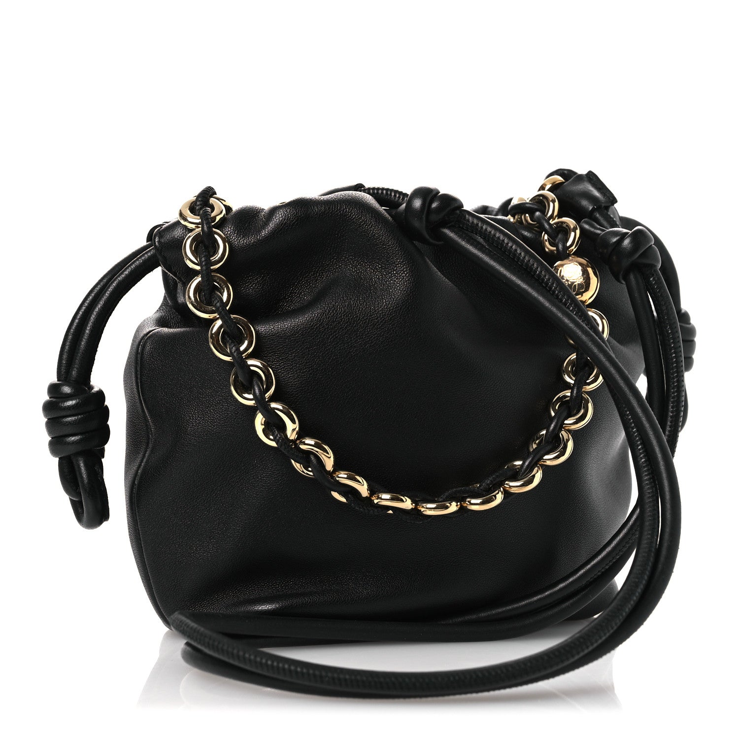 Loewe Mellow Nappa Donut Chain Mini Flamenco Knot Clutch Black 3 of 10