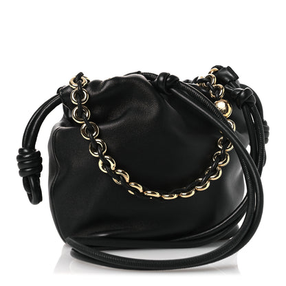 Loewe Mellow Nappa Donut Chain Mini Flamenco Knot Clutch Black 3 of 10