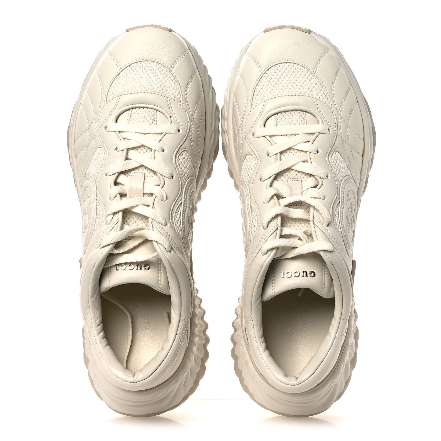New Nappa Sombre Interlocking G Ripple Mens Platform Sneakers 9.5 Off White