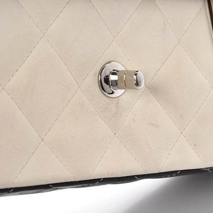 Chanel Lambskin Quilted Colorblock Jumbo Double Flap Black White Beige 17 of 18