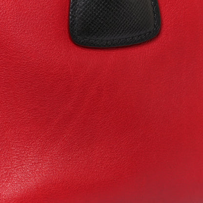 Prada Saffiano City Calfskin Bi-Color Tote Fuoco Black 16 of 20