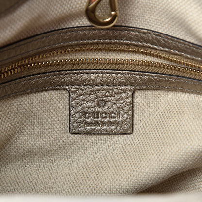 Gucci Metallic Pebbled Calfskin Medium Soho Chain Shoulder Bag Golden Beige 6 of 13