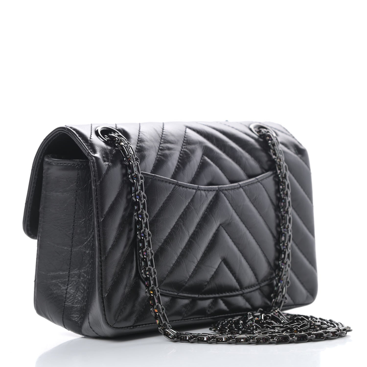 Chanel Aged Calfskin Chevron Quilted 2.55 Reissue Mini Flap So Black 3 of 12