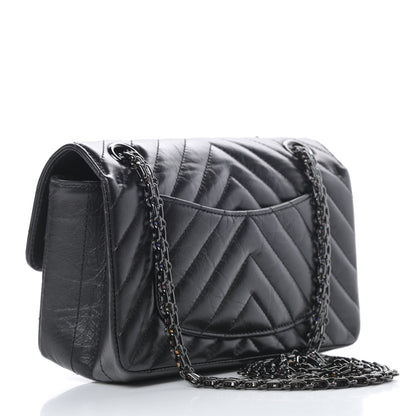 Chanel Aged Calfskin Chevron Quilted 2.55 Reissue Mini Flap So Black 3 of 12